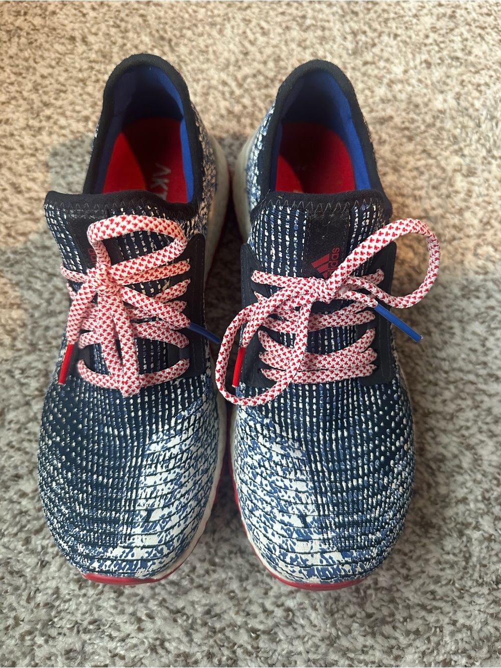adidas Navy, White & Pink Athletic Knit Sneakers